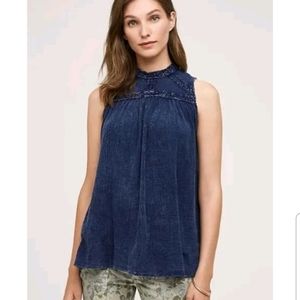 Anthropologie Eri Ali Sweetbriar Navy Sleeveless Top Small